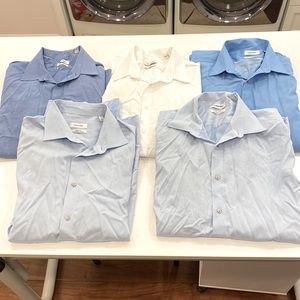 Calvin Klein Men’s Dress Shirt Bundle! (5) Blue White Long Sleeve - 17 34/35